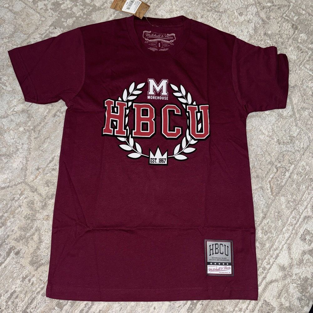 Morehouse‎ College Tigers Mitchell Ness Maroon T-Shirt Size S - HBCU